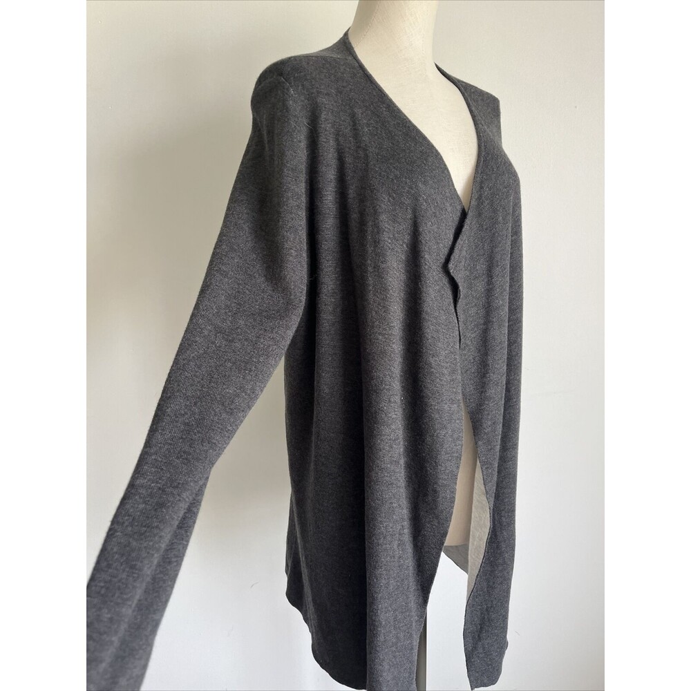 Chico’s Open Front Cardigan Sweater Long Dark Gray Size Large 2